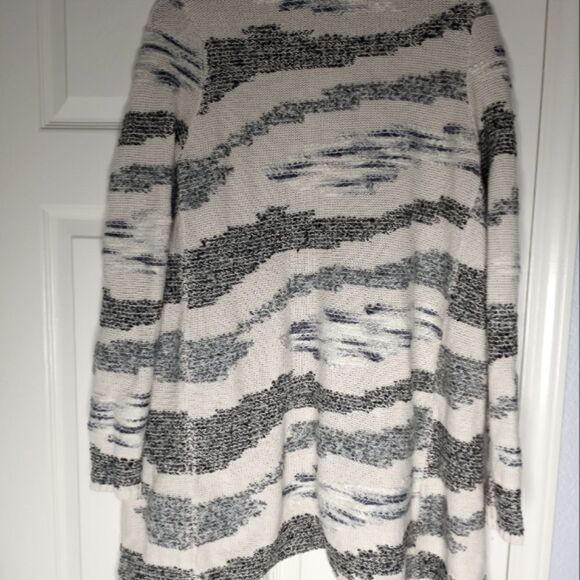 Lucky Brand M WhiteGray Knitted Lngslvs CottonWool Women's SweaterOpenedCardigan - Picture 10 of 10